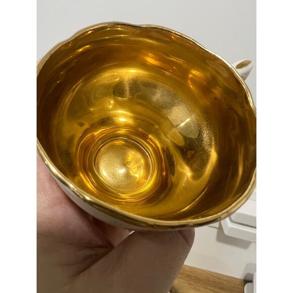 Vintage Leneige Tea Cup and Saucer; Floral Gold - Picture 3 of 11